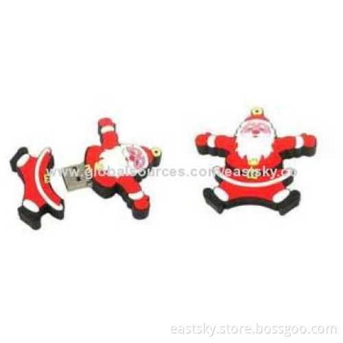 Custom Santa Claus-shaped USB Flash Drive, Made of Soft PVC Material, OEM Orders are Welcome